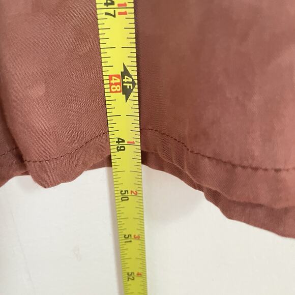 Rust Sleeveless Midi Dress Tropical Art to Wear Tie Back Boho Resort Rayon S NWT - Picture 7 of 9